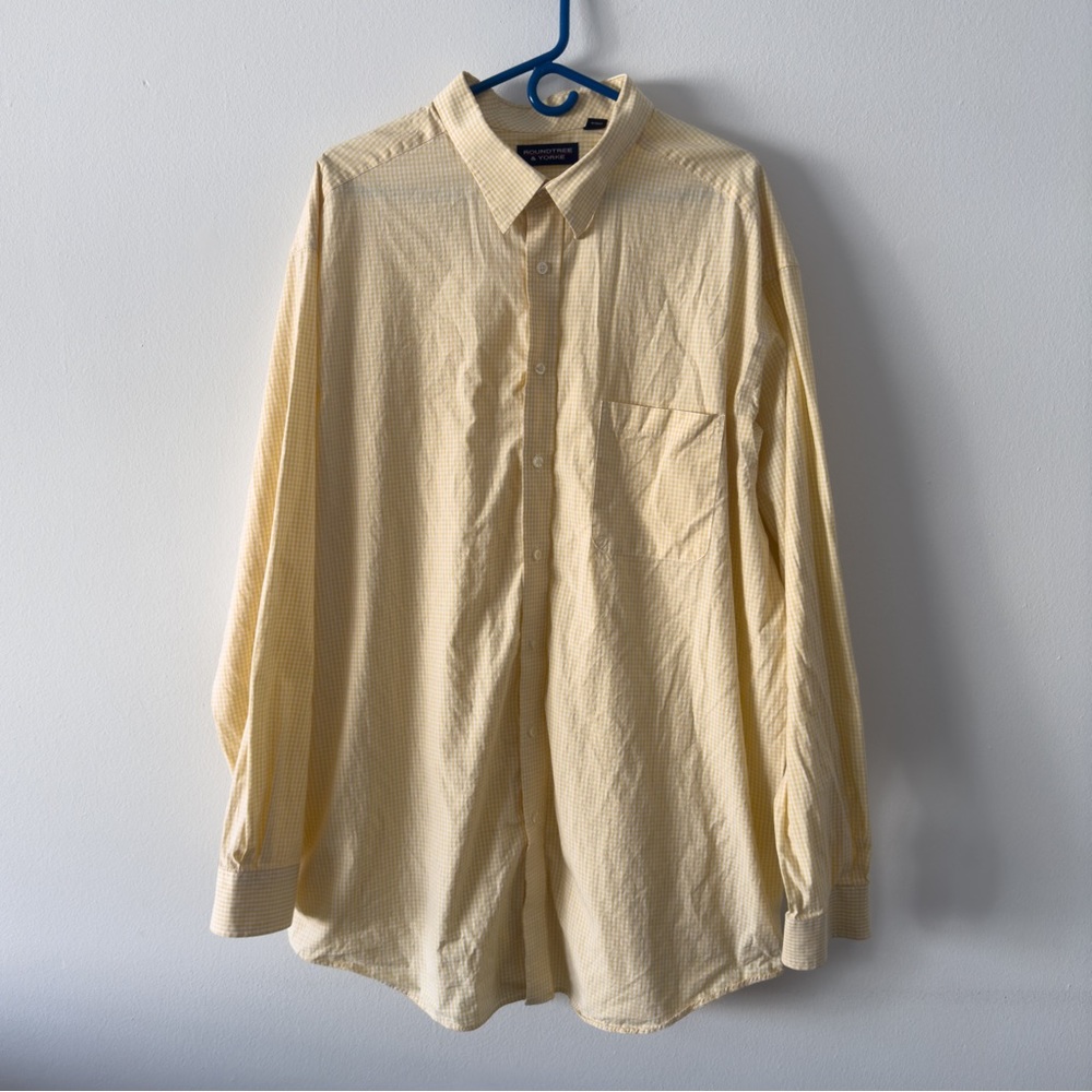 Roundtree & Yorke Yellow And White Gingham Casual Button Down Size 3XT